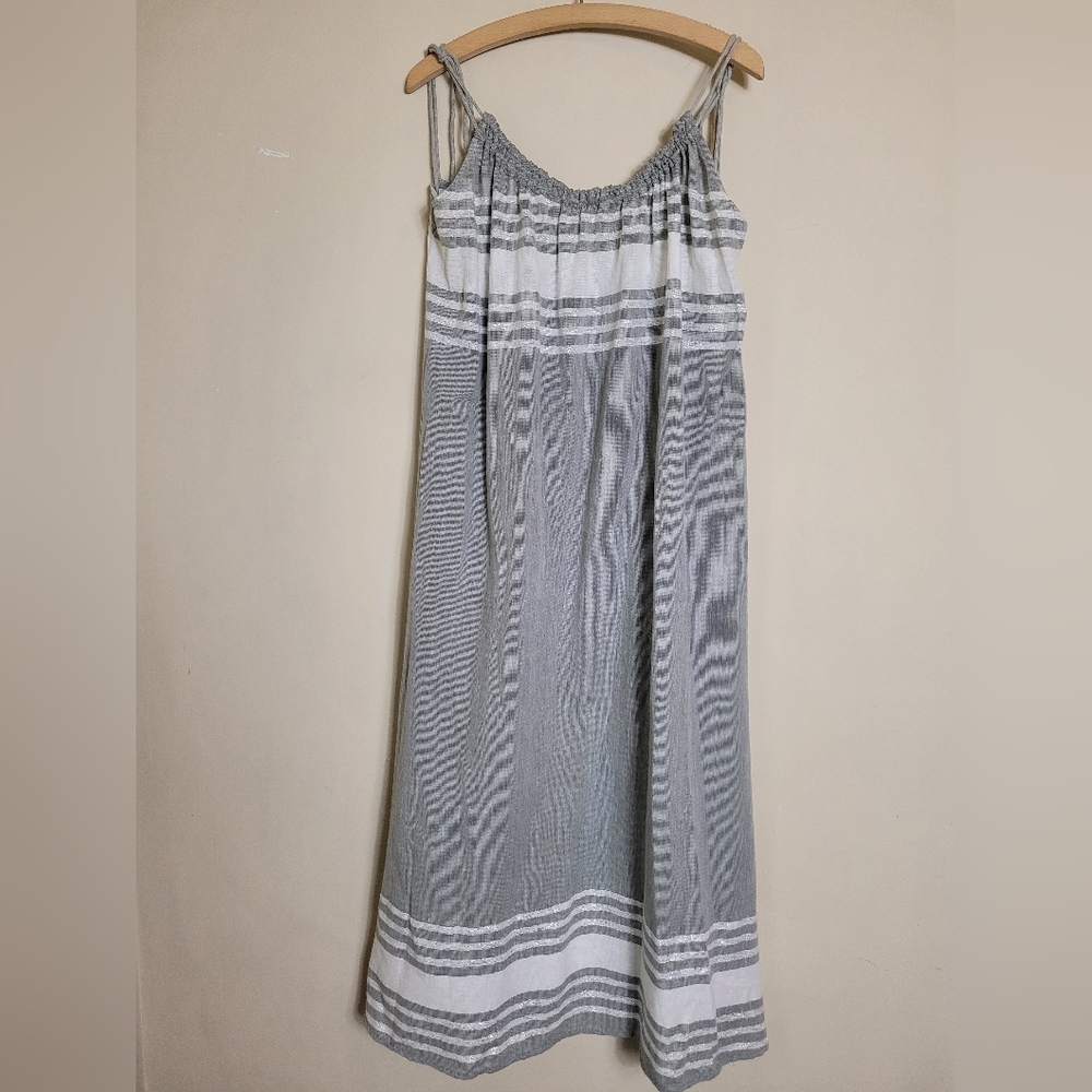 Anthropologie Sundress Gray and Metallic Striped Dress XS/S